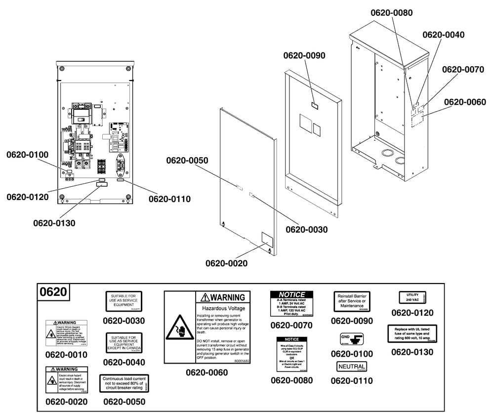 Decals Group - Ats Warning (Used After Serial No. 1022699088 And Before Serial No. 1022004848) Diagram and Parts List for 071069-01  Briggs and Stratton Generator